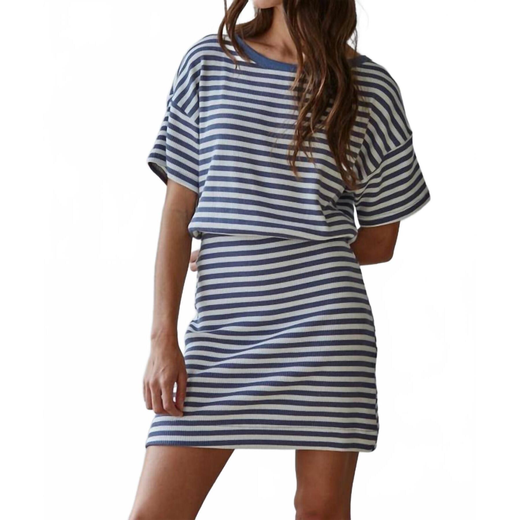 New By Together Marley Striped Mini Dress In Blue
